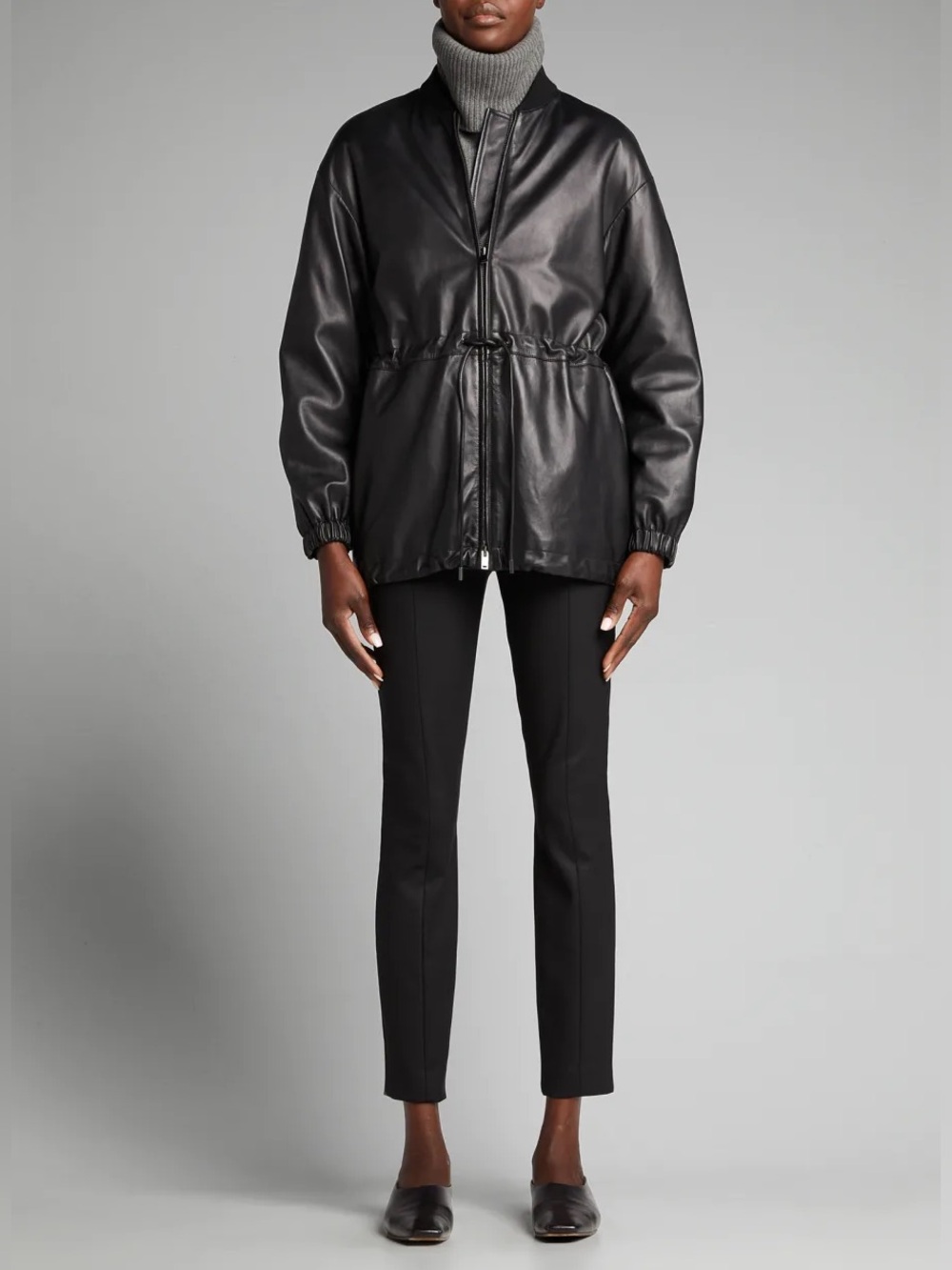 Theory Valencia Zip Up Leather Anorak